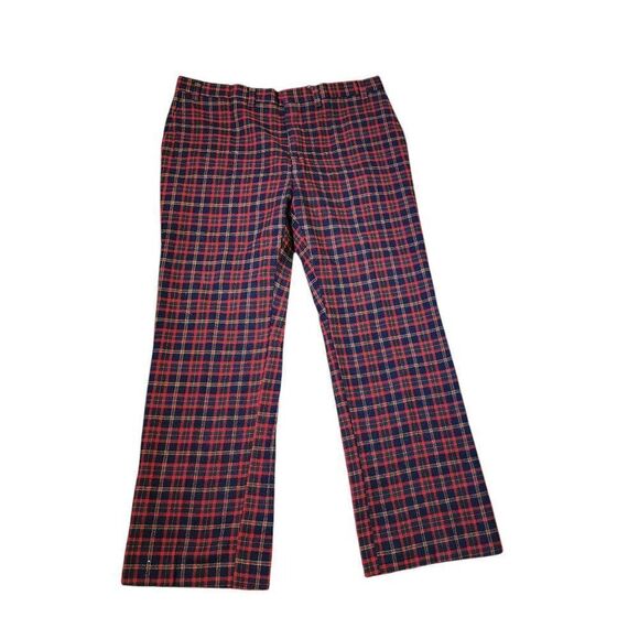 Vintage 70s Plaid Straight Pants Mens Size 36 x 30 Red Wool Golf - Picture 1 of 5